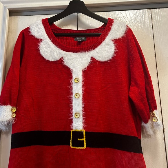 Mrs Claus Santa Ugly Christmas Red Sweater Dress w/detachable hat Size XL - Picture 5 of 11